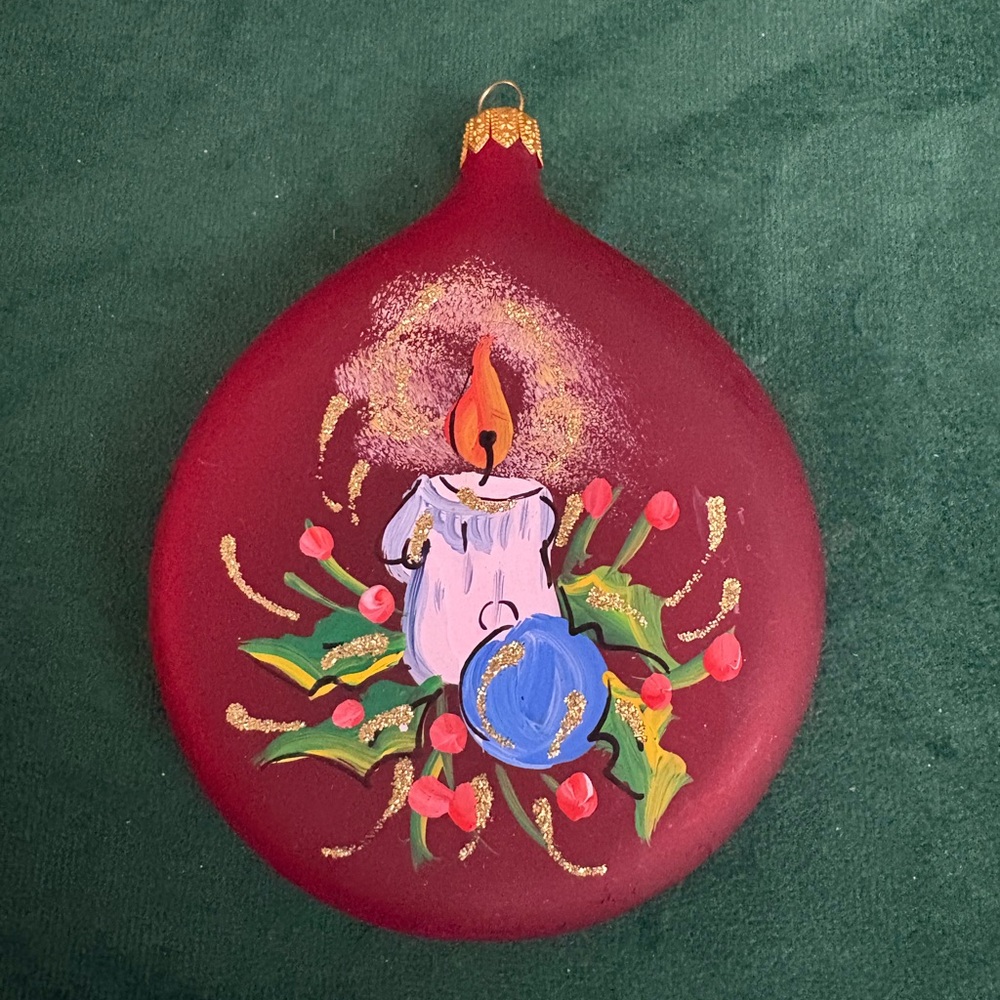 Beautiful Unique Shaped Red Painted Holiday Ornament